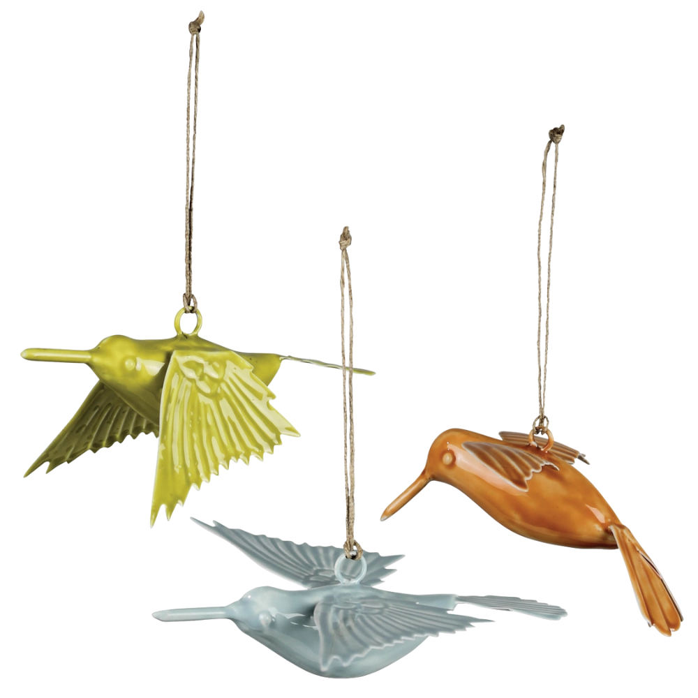 [170462375739] Enamel Hummingbird Ornament (Blue)