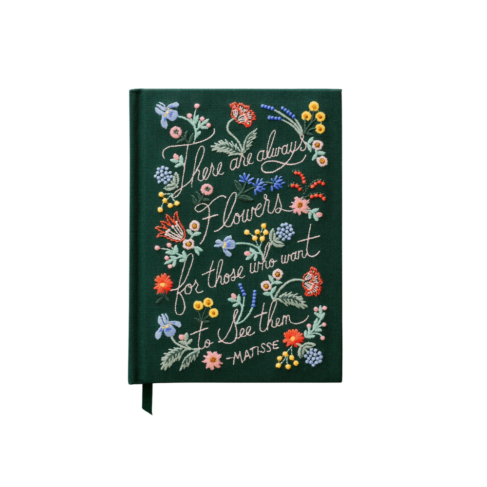 [180213877757] There Are Always Flowers Embroidered Journal