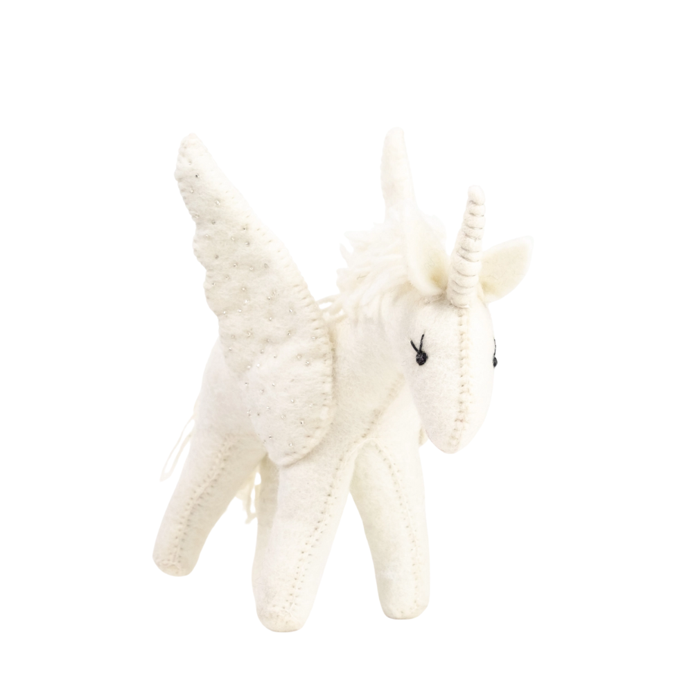 [162252483700] Felt White Unicorn