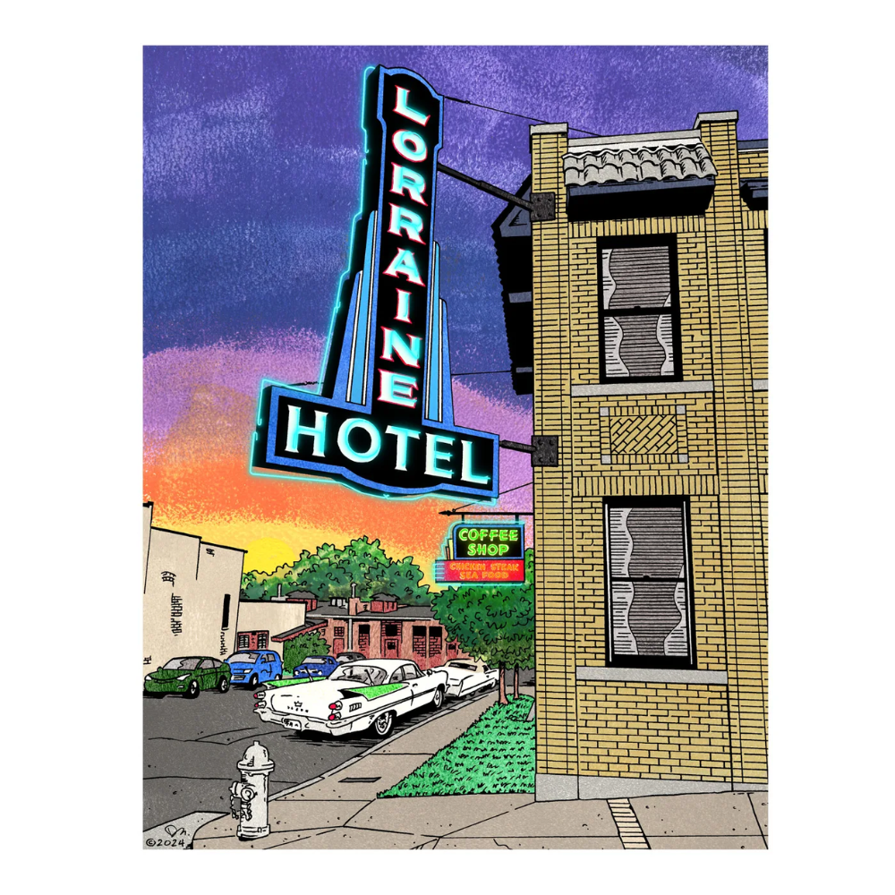 [024438124961] C Lorraine Hotel Print - Smeary Soapbox Press