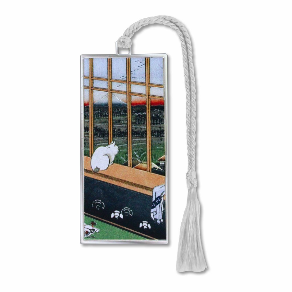[180217790816] Cat, Mt. Fuji & Rice Fields Metal Bookmarks