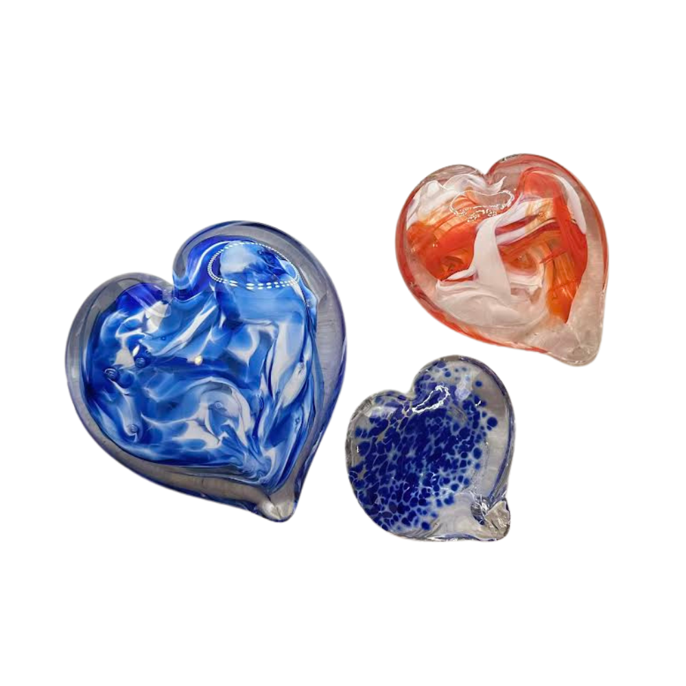 [151477912379] C Glass Heart Paper Weight (Large Blue)